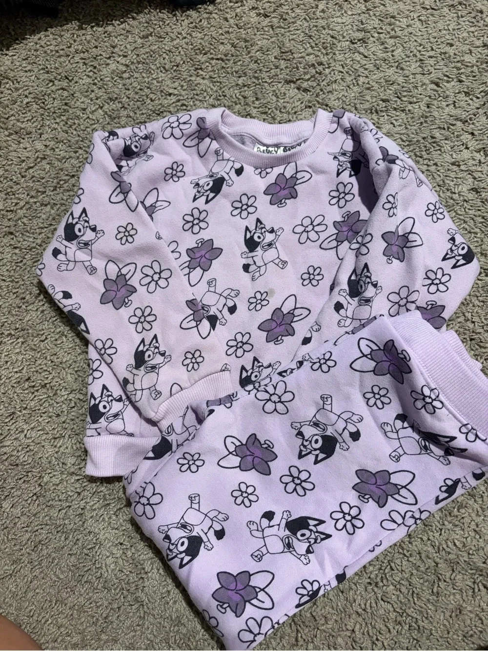 Lilac Cartoon Flower Kids Pajama Set